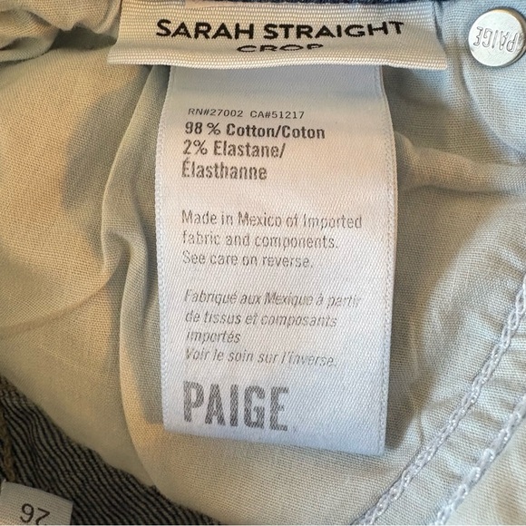 Paige jeans Sarah Straihht Leg Crop. Size 26. EUC. Perfectly‎ lightly distressed - Picture 6 of 8